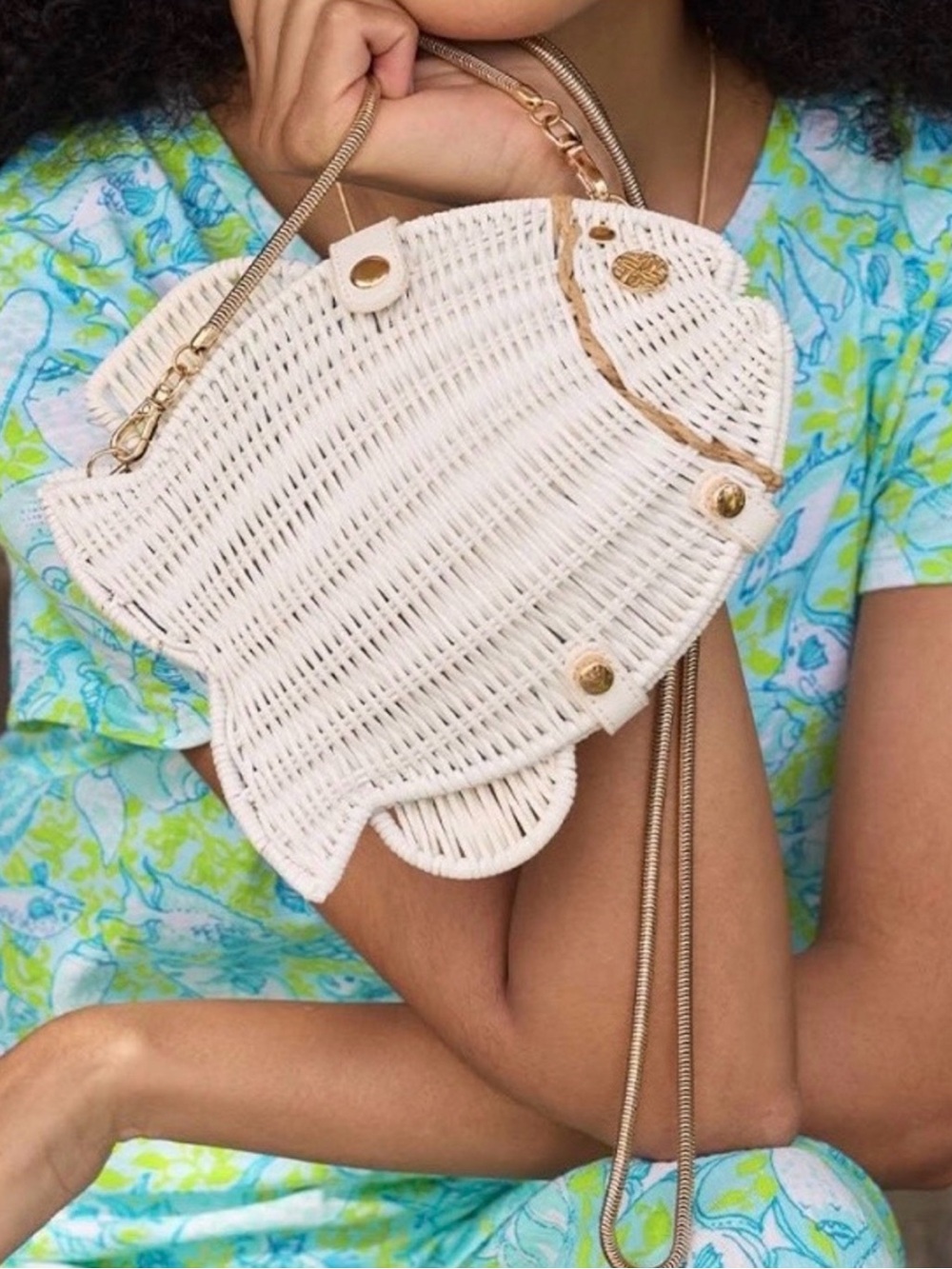 NWT Lilly Pulitzer Wicker Fish Crossbody Bag